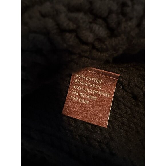 Anthropologie 525 America Short Sleeve‎ Button Down Cable Knit Cardigan Black L - Picture 7 of 8